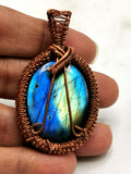 Gemstone jewelry - Labradorite gemstone pendant in intricate copper wire wrap - gemstone/crystal jewelry | Wedding/Anniversary/Birthday gift