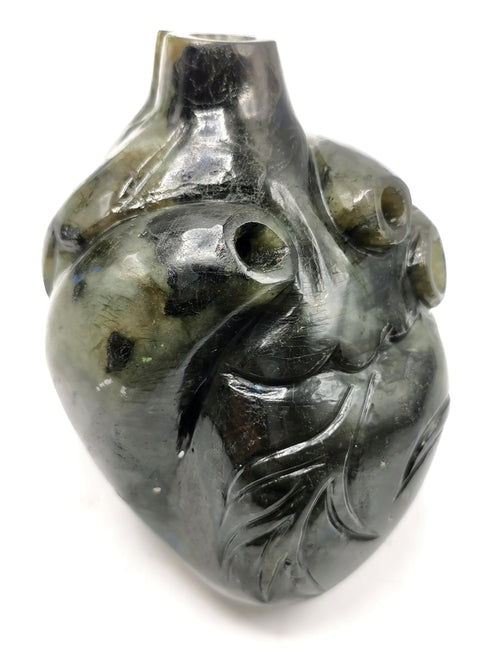 Natural Labradorite Anatomical Heart carving - Human Heart/Crystal Heart - reiki/chakra/healing/energy - 1.1 kgs and 5 inches