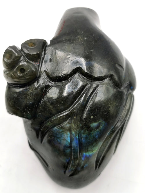 Natural Labradorite Anatomical Heart carving - Human Heart/Crystal Heart - reiki/chakra/healing/energy - 840 gms and 4.5 inches