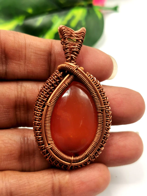 Carnelian Gemstone Pendant in Dark Patina Sterling Silver