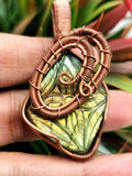 Floral design Labradorite Pendant in intricate copper wire wrap - gemstone/crystal jewelry | Wedding/Anniversary/Birthday gift