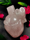 Exquisite Rose Quartz Anatomical Heart carving - Human Heart/Crystal Heart - reiki/chakra/healing/energy - 0.875 kgs and 5 inches