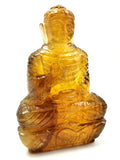 Gemstone Yellow Fluorite Buddha - handmade carving of serene and meditating Lord Buddha - crystal/reiki/healing - 5.5 inches and 620 gms (1.36 lb)