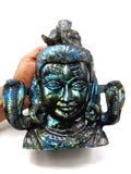 Large gemstone Shiva Handmade in Labradorite Carving - Lord Shivshankar in crystals and gemstones | Reiki/Chakra/Healing/Energy - 8 inches and 3.1 kg