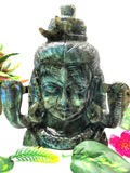 Large gemstone Shiva Handmade in Labradorite Carving - Lord Shivshankar in crystals and gemstones | Reiki/Chakra/Healing/Energy - 8 inches and 3.1 kg