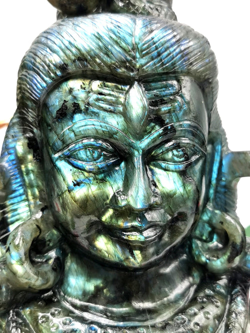 Large gemstone Shiva Handmade in Labradorite Carving - Lord Shivshankar in crystals and gemstones | Reiki/Chakra/Healing/Energy - 8 inches and 3.1 kg