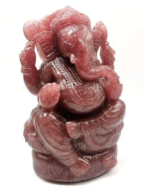 Strawberry Quartz Gemstone Handmade Carving of Ganesh - Lord Ganesha Idol in Crystals and Gemstones - Reiki/Chakra - 8.5 inch and 3.69 kg (8.12 lb)