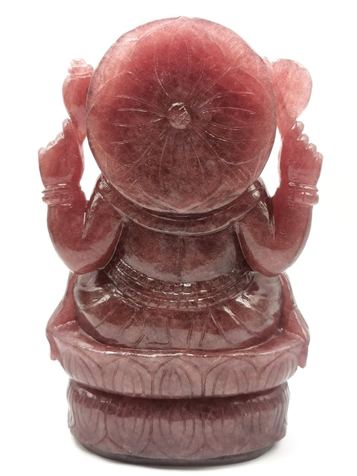 Strawberry Quartz Gemstone Handmade Carving of Ganesh - Lord Ganesha Idol in Crystals and Gemstones - Reiki/Chakra - 8.5 inch and 3.69 kg (8.12 lb)