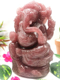 Strawberry Quartz Gemstone Handmade Carving of Ganesh - Lord Ganesha Idol in Crystals and Gemstones - Reiki/Chakra - 8.5 inch and 3.69 kg (8.12 lb)