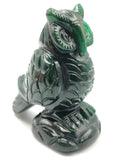 Hand carved owl carving in natural dark green aventurine stone - reiki/chakra/healing/crystal - 4 inches and 440gm (0.97 lb)