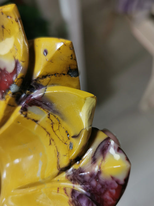 Beautiful mookaite jasper hand carved lotus bowls - 5 inches diameter and 400 gms (0.88 lb) - ONE BOWL ONLY
