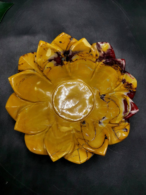 Beautiful mookaite jasper hand carved lotus bowls - 5 inches diameter and 400 gms (0.88 lb) - ONE BOWL ONLY