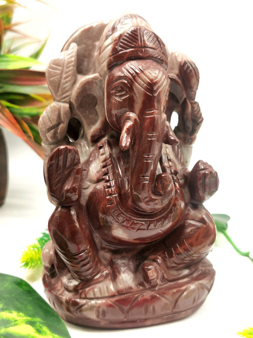 Narmada Quartz Handmade Carving of Ganesh - Lord Ganesha Idol in Crystals and Gemstones - Reiki/Chakra - 5.5 inch and 0.82 kg (1.80 lb)