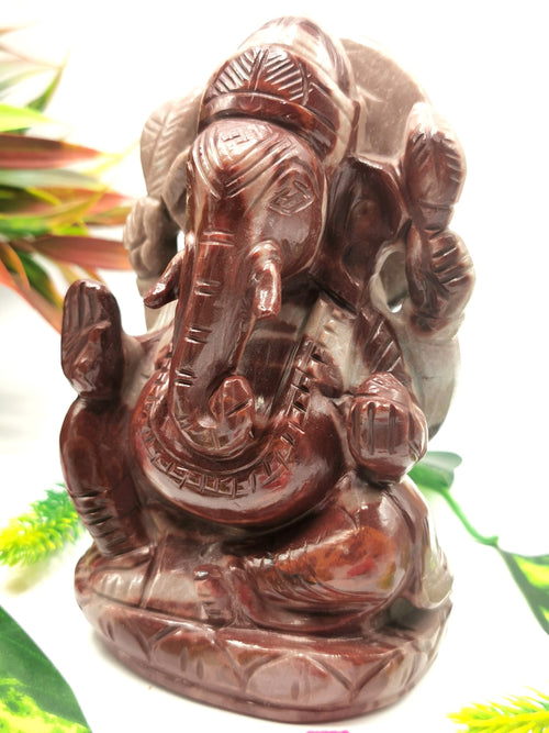 Narmada Quartz Handmade Carving of Ganesh - Lord Ganesha Idol in Crystals and Gemstones - Reiki/Chakra - 5.5 inch and 0.82 kg (1.80 lb)