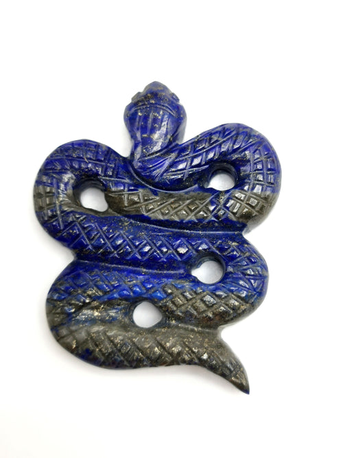 Slithering snake miniature carving in lapis lazuli stone - crystal healing / chakra / reiki / energy - 2 inches and 60 gms - ONE PIECE ONLY