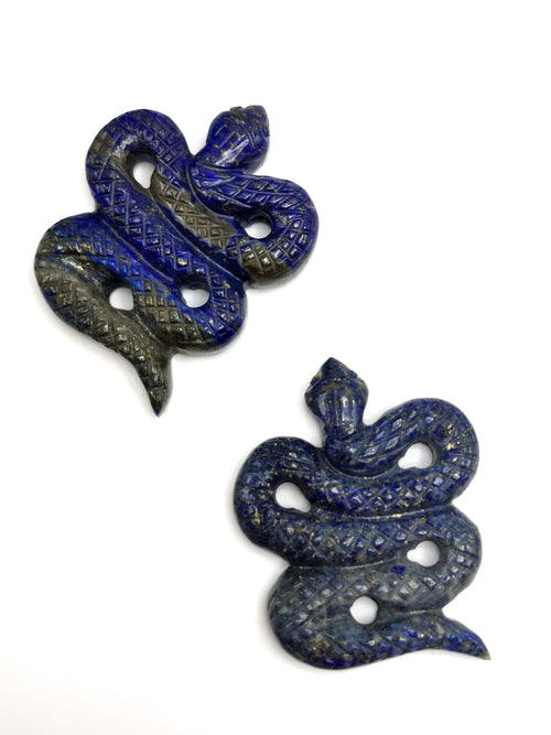 Slithering snake miniature carving in lapis lazuli stone - crystal healing / chakra / reiki / energy - 2 inches and 60 gms - ONE PIECE ONLY