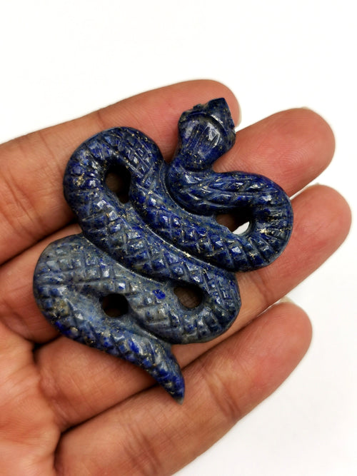 Slithering snake miniature carving in lapis lazuli stone - crystal healing / chakra / reiki / energy - 2 inches and 60 gms - ONE PIECE ONLY
