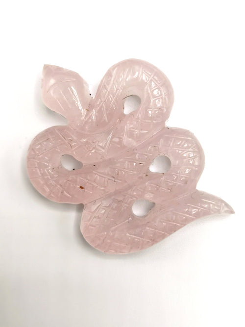 Slithering snake miniature carving in rose quartz stone - crystal healing / chakra / reiki / energy - 2 inches and 52 gms - ONE PIECE ONLY