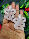Slithering snake miniature carving in rose quartz stone - crystal healing / chakra / reiki / energy - 2 inches and 52 gms - ONE PIECE ONLY