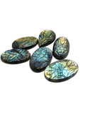 Miniature floral Set of six (6) carvings for pendant in labradorite stone - gemstone/crystal jewelry |Reiki/Chakra/Healing - 6 PIECES ONLY