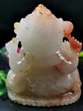 Red Quartz Handmade Carving of Ganesh - Lord Ganesha Idol in Crystals and Gemstones - Reiki/Chakra - 5 inch and 1.03 kgs (2.27 lb)