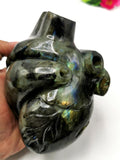 Natural Labradorite gemstone Anatomical Heart carving - Human Heart/Crystal Heart - reiki/chakra/healing/energy - 1.40 kgs and 5.2 inches