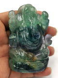 Multicolor Fluorite Handmade Carving of Ganesh - Lord Ganesha Idol/Murti in Crystals and Gemstones -Reiki/Chakra/Healing -3 inch and 265 gm