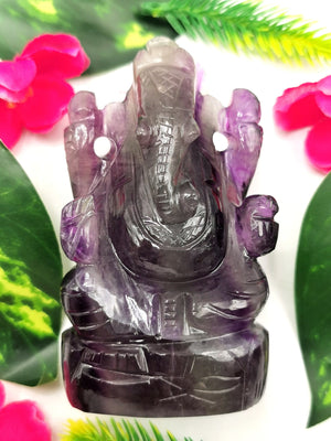 Multicolor Fluorite Handmade Carving of Ganesh - Lord Ganesha Idol/Murti in Crystals and Gemstones -Reiki/Chakra/Healing -3.5 in and 250 gm