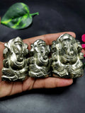 Pyrite crystal Handmade Carving of Ganesh - Lord Ganesha Idol | Figurine in Crystals and Gemstones - 2 inches and 122 gms - ONE STATUE ONLY