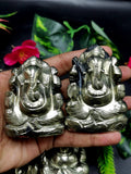 Pyrite gemstone Handmade Carving of Ganesh - Lord Ganesha Idol | Figurine in Crystals and Gemstones - 2.5 inches and 245 gms - ONE STATUE ONLY