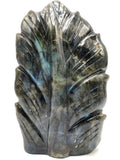 Labradorite handmade Buddha Head on leaf - serene and meditating Lord Buddha - crystal/reiki/chakra - 7.5 inches and 2.34 kg