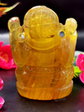 Ganesh in Yellow Fluorite Handmade - 3 in and 270 gm