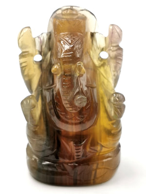 Yellow Fluorite Carving of Ganesh - Murti in Crystals and Gemstones - 3 in and 200 gm