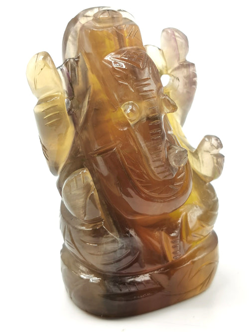 Yellow Fluorite Carving of Ganesh - Murti in Crystals and Gemstones - 3 in and 200 gm