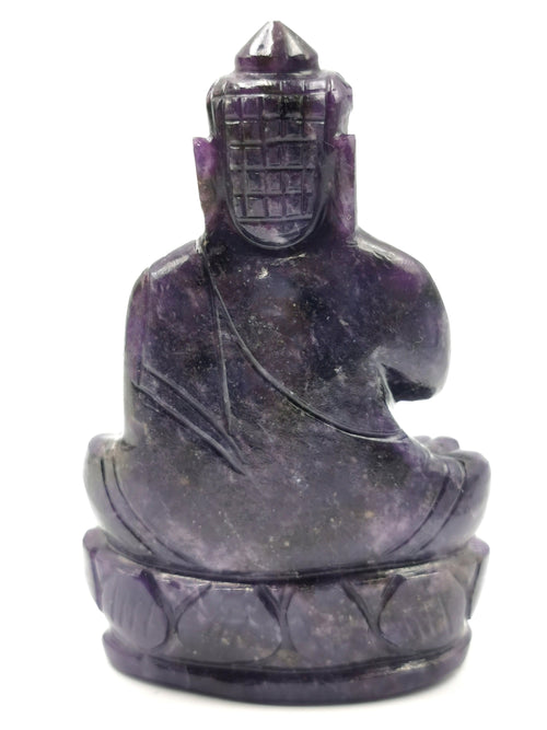 Buddha in Lepidolite stone - handmade carving - crystal/reiki/healing - 4 inches and 0.24 kg (0.52 lb)
