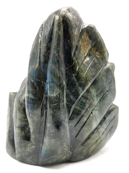 Lord Buddha Head on leaf Carving in Labradorite gemstone- handmade carving of serene and meditating Lord Buddha - crystal/reiki/chakra - 6 inches and 1.79 kg