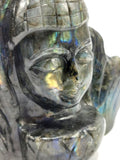 Lord Buddha Head on leaf Carving in Labradorite gemstone- handmade carving of serene and meditating Lord Buddha - crystal/reiki/chakra - 6 inches and 1.79 kg