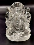 Ganesha in Clear Quartz Handmade Carving - Ganesha Idol |Sculpture in Crystals and Gemstones - 3 inches and 245 gms - ONE STATUE ONLY