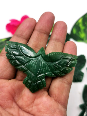 Gemstone eagle carving in natural green aventurine crystal stone - reiki/chakra/energy -  2 inches and 25 gms - ONE PIECE ONLY