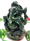 Crystal Blood stone  Ganesh statue Handmade Carving - Ganesha Idol |Sculpture in Crystals and Gemstones - 7 inches and 1.95 kgs (4.29 lb)
