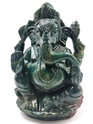 Crystal Blood stone  Ganesh statue Handmade Carving - Ganesha Idol |Sculpture in Crystals and Gemstones - 7 inches and 1.95 kgs (4.29 lb)