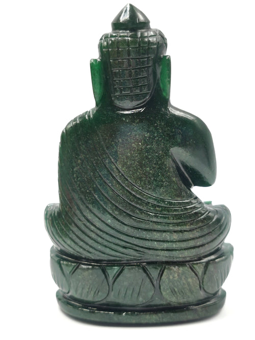 Beautiful gemstone Dark Green Aventurine Buddha - handmade carving of serene and meditating Lord Buddha - crystal/reiki/healing - 5 in and 0.46 kg (1.01 lb)