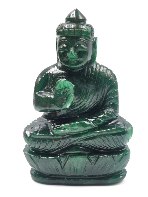 Beautiful gemstone Dark Green Aventurine Buddha - handmade carving of serene and meditating Lord Buddha - crystal/reiki/healing - 5 in and 0.46 kg (1.01 lb)