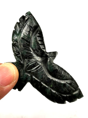 Emerald eagle/phoenix carving - reiki/chakra/energy -  2 inch and 28 gms - ONE PIECE ONLY - animal lapidary