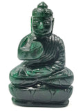 Crystal Dark Green Aventurine Buddha - handmade carving of serene and meditating Lord Buddha - 3.5 in and 0.18 kg - ONE STATUE ONLY
