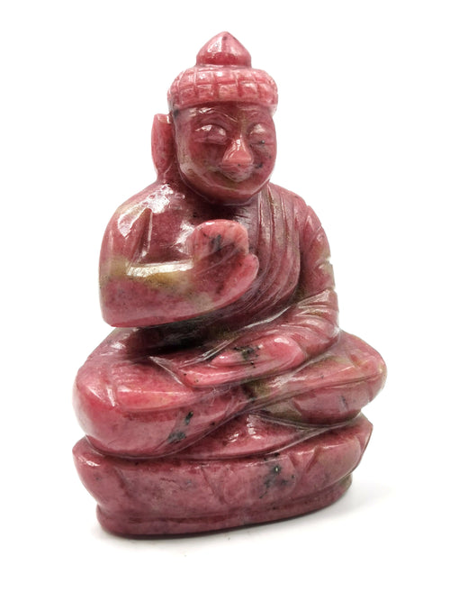 Rhodonite gemstone Buddha - handmade carving of serene and meditating Lord Buddha - crystal/reiki/healing - 3.5 inches and 250 gms (0.55 lb)