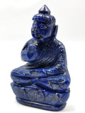 Gemstone Lapis Lazuli Buddha  - handmade carving of serene and meditating Lord Buddha - crystal/reiki/healing - 4 inches and 255 gms - 1 PIECE ONLY