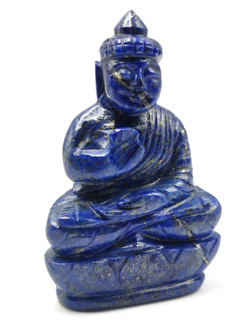 Gemstone Lapis Lazuli Buddha  - handmade carving of serene and meditating Lord Buddha - crystal/reiki/healing - 4 inches and 255 gms - 1 PIECE ONLY