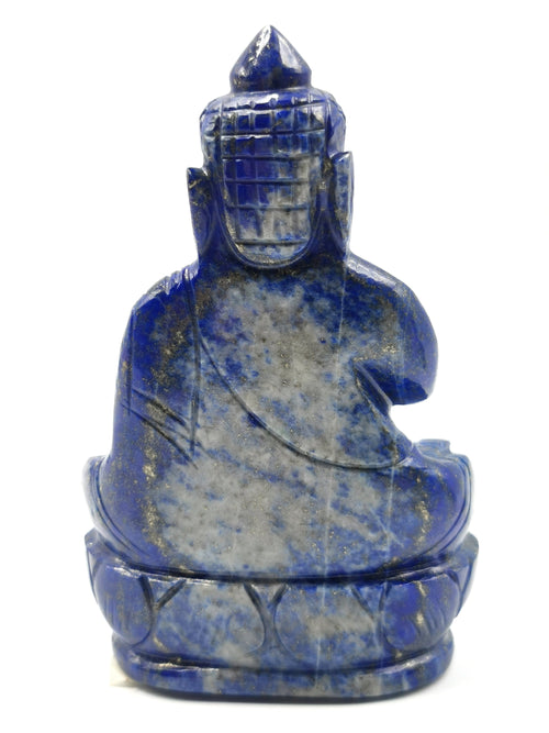 Gemstone Lapis Lazuli Buddha  - handmade carving of serene and meditating Lord Buddha - crystal/reiki/healing - 4 inches and 255 gms - 1 PIECE ONLY
