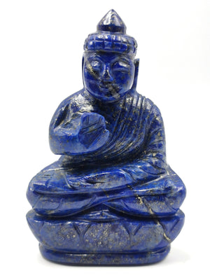 Gemstone Lapis Lazuli Buddha  - handmade carving of serene and meditating Lord Buddha - crystal/reiki/healing - 4 inches and 255 gms - 1 PIECE ONLY